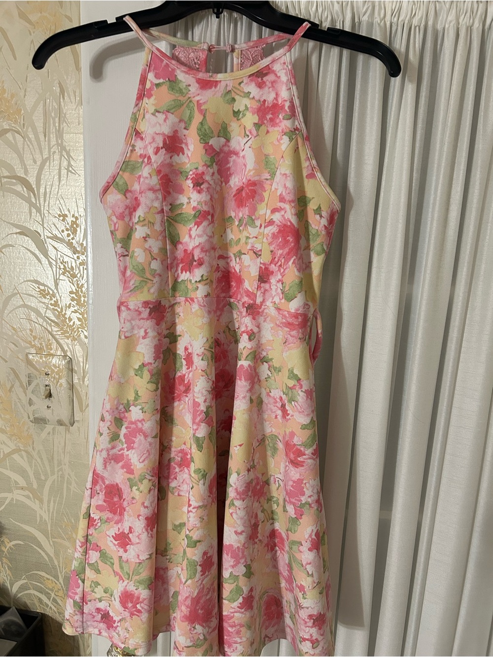 Girls Floral Halter Fit-and-Flare Dress